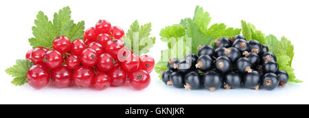Red and black currant currants berries fresh fruits fruit isolated on a white background Stock Photo