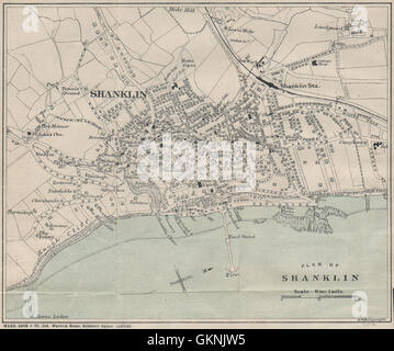 SHANKLIN vintage town/city plan. Isle of Wight. WARD LOCK, 1908 antique map Stock Photo