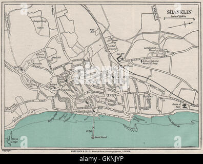 SHANKLIN vintage town/city plan. Isle of Wight. WARD LOCK, 1922 vintage map Stock Photo