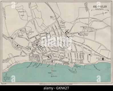 SHANKLIN vintage town/city plan. Isle of Wight. WARD LOCK, 1929 vintage map Stock Photo