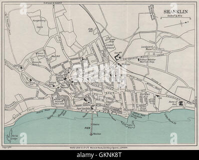 SHANKLIN vintage town/city plan. Isle of Wight. WARD LOCK, 1932 vintage map Stock Photo