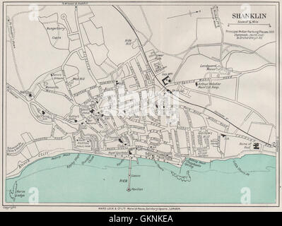 SHANKLIN vintage town/city plan. Isle of Wight. WARD LOCK, 1939 vintage map Stock Photo