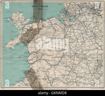 NORTH WALES. Rhyl Flint. WARD LOCK, 1930 vintage map Stock Photo