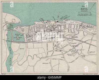 RHYL vintage town/city plan. Wales. WARD LOCK, 1930 vintage map Stock Photo