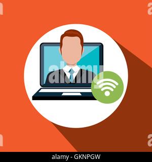 man laptop group web Stock Vector