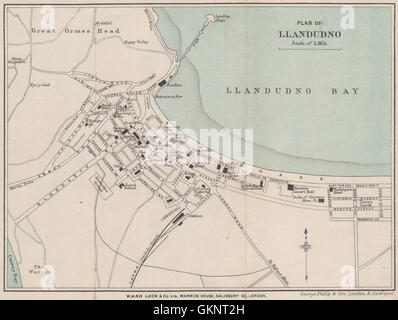 LLANDUDNO vintage town/city plan. Wales. WARD LOCK, 1901 antique map Stock Photo