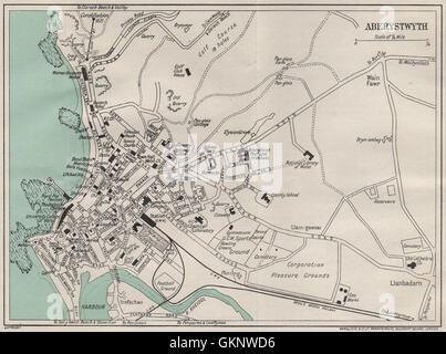 ABERYSTWYTH vintage town/city plan. Wales. WARD LOCK, 1936 vintage map Stock Photo