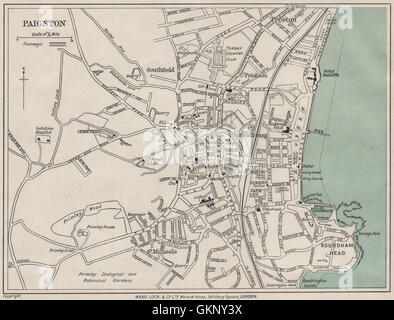 PAIGNTON vintage town/city plan. Devon. WARD LOCK, 1932 vintage map Stock Photo