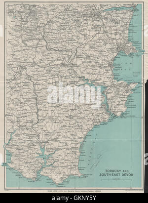 SOUTH HAMS & TORBAY Paignton Brixham Totnes Salcombe Kingsbridge. Devon 1932 map Stock Photo