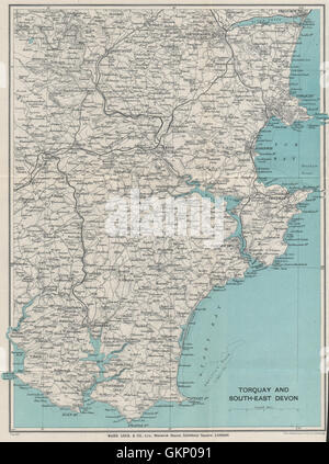 SOUTH HAMS & TORBAY Paignton Brixham Totnes Salcombe Kingsbridge. Devon 1931 map Stock Photo