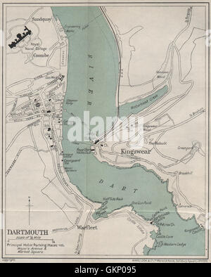 DARTMOUTH vintage town/city plan. Devon. WARD LOCK, 1931 vintage map Stock Photo