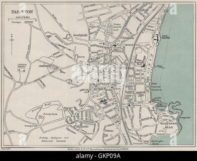 PAIGNTON vintage town/city plan. Devon. WARD LOCK, 1931 vintage map Stock Photo