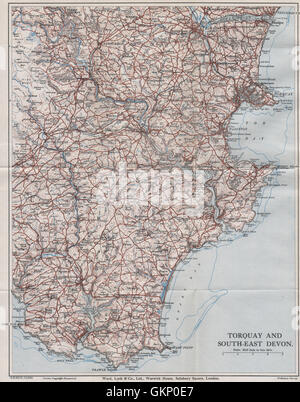 SOUTH HAMS & TORBAY Paignton Brixham Totnes Salcombe Kingsbridge. Devon 1936 map Stock Photo