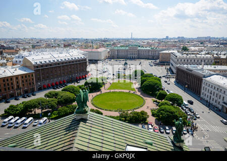 SAINT PETERSBURG, RUSSIA - JUNE 17, 2016: Bronze equestrian monument of Nicholas I on St Isaac's Square in St-Petersburg, Russia Stock Photo