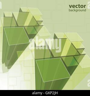 Abstract 3D Transparent Green Empty Rectangular Prism Structure - Background Template Design in Editable Vector Format Stock Vector