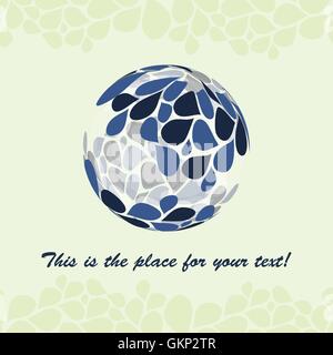 Petal Globe Design Vector - Blue Transparent Globe Made from Petals - Abstract Background Template, Copyspace for Your Text Stock Vector