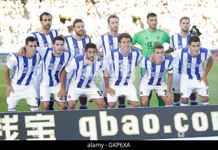 San Sebastian, Spain. 21st Aug, 2016. Team Real Socieddad. BBVA league match between Real Sociedad and Real Madrid Estadio Anoeta in San Sebastien Credit:  Action Plus Sports/Alamy Live News Stock Photo