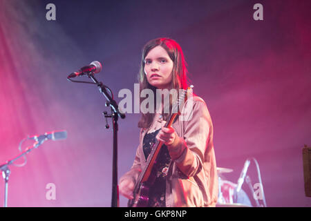 The Moonlandingz (a supergroup containing members of Fat White Family, Eccentronic Research Council and Sean Lennon) play the Far Out Tent on the final day of the Green Man Festival 2016 at the Glanusk Estate in Brecon, Wales, UK on August 21 2016. Picture: Rob Watkins/Alamy Live News Stock Photo