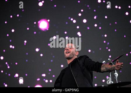 WANTAGH, NY - AUGUST 21: Galantis perfoming live at the 2016 Billboard Hot 100 Music Festival at Nikon at Jones Beach Theater on August 21, 2016 in Wantagh, New York. Credit: Diego Corredor/Media Punch Stock Photo