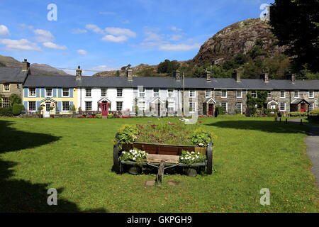 Pretty row of cottages in Beddgelert, North Wales. Stock Photo