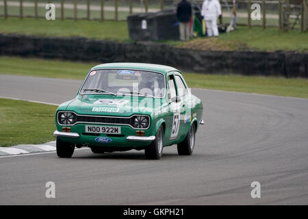 MK1 Ford Escort RS2000 saloon cornering hard during the Goodwood Members Meeting Stock Photo
