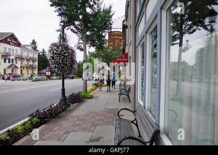 Street and sidewalk in downtown Frankenmuth, Michigan. Stock Photo