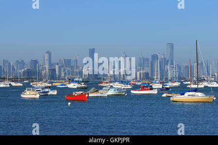 Melbourne view from Williamstown harbour in Melbourne Australia. Stock Photo