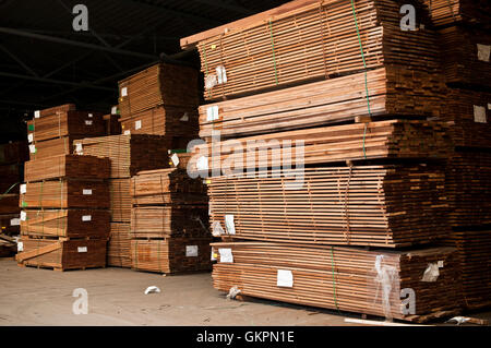 Large stacks of a hardwood planks Stock Photo