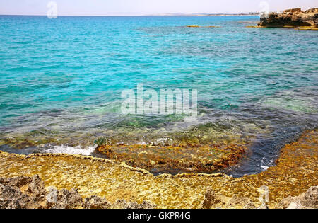 Beautiful blue sea and rocks in Ayia Napa Cyprus Stock Photo