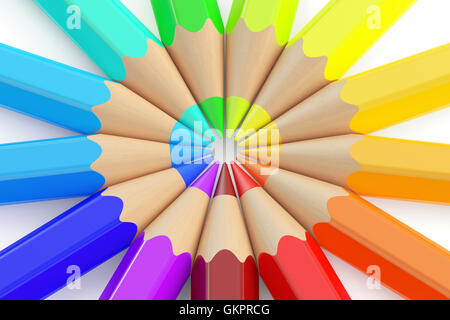 Multicolored pencils, 3D rendering isolated on white background Stock Photo