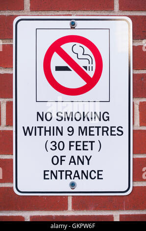 A no smoking sign in Toronto, Ontario, Canada. Stock Photo