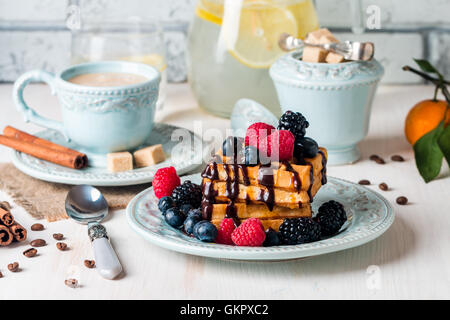 Fresh homemade brussels waffles Stock Photo