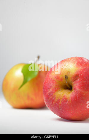 closeup isolated red apple and drops Stock Photo