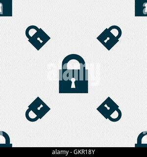 closed lock icon sign. Seamless pattern with geometric texture. Vector Stock Vector