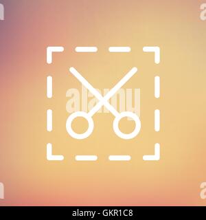 Scissors with cut lines thin line icon Stock Vector