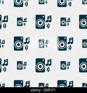 music column, disco, music, melody, speaker icon sign. Seamless pattern with geometric texture. Vector Stock Vector