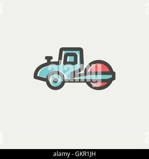 Road roller thin line icon Stock Vector