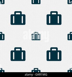 suitcase icon sign. Seamless pattern with geometric texture. Vector Stock Vector