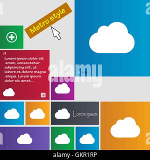 cloud icon sign. Metro style buttons. Modern interface website buttons with cursor pointer. Vector Stock Vector