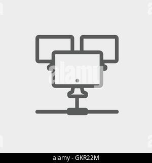 Three touchscreen devices thin line icon Stock Vector