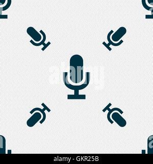 microphone icon sign. Seamless pattern with geometric texture. Vector Stock Vector