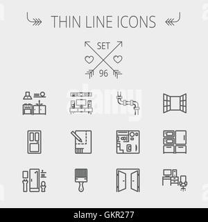 Construction thin line icon set Stock Vector