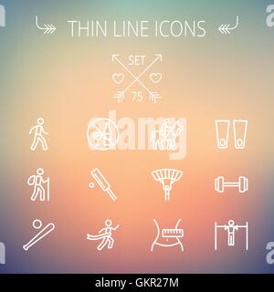 Sports thin line icon set Stock Vector