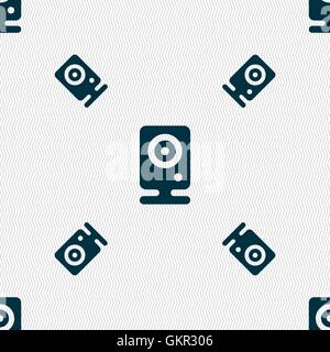 Web cam icon sign. Seamless pattern with geometric texture. Vector Stock Vector