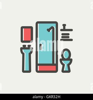 Bathroom thin line icon Stock Vector