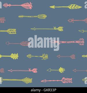 Doodle hand drawn arrows seamless pattern. Vector hand drawn sketch. Hunting doodles Stock Vector