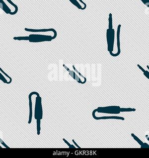 plug, mini jack icon sign. Seamless pattern with geometric texture. Vector Stock Vector