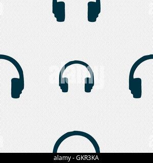 headsets icon sign. Seamless pattern with geometric texture. Vector Stock Vector