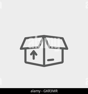 Box with arrow up inward, incoming, loading thin line icon Stock Vector