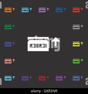 audio cassette icon sign. Lots of colorful symbols for your design ...